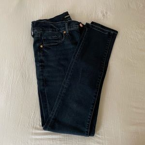 Express Dark Wash Skinny Mid Rise Jeans Tall